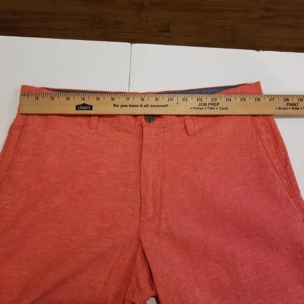 Banana Republic Shorts Men's 32 Linen Cotton Coral Orange Flat Front Casual - Picture 5 of 7